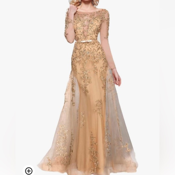 Gold Formal Maxi Dress - Picture 1 of 5